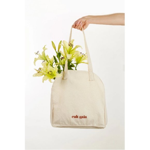 💕CULT GAIA💕 Reusable Tote Bag Canvas Carryall Logo Recycled Cotton Cream - Picture 3 of 12